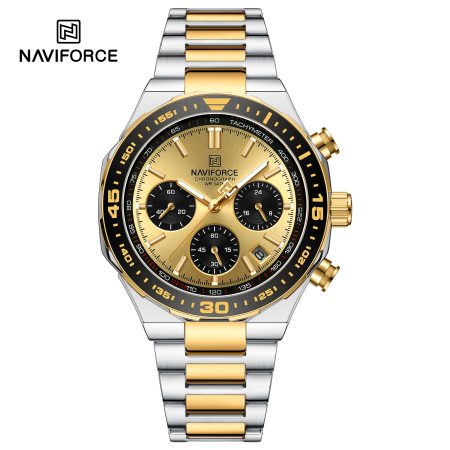Montre Homme Chronographe Argent Or 8049SGG